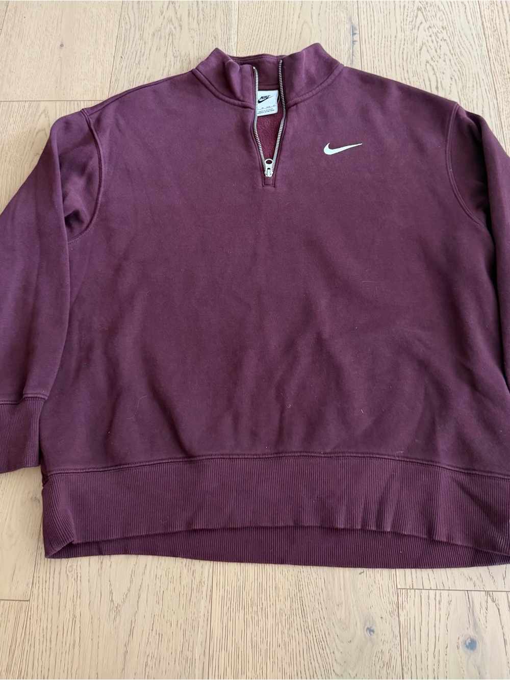Nike Burgundy Quarter-Zip Pullover with White Swoosh